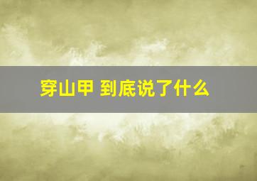 穿山甲 到底说了什么